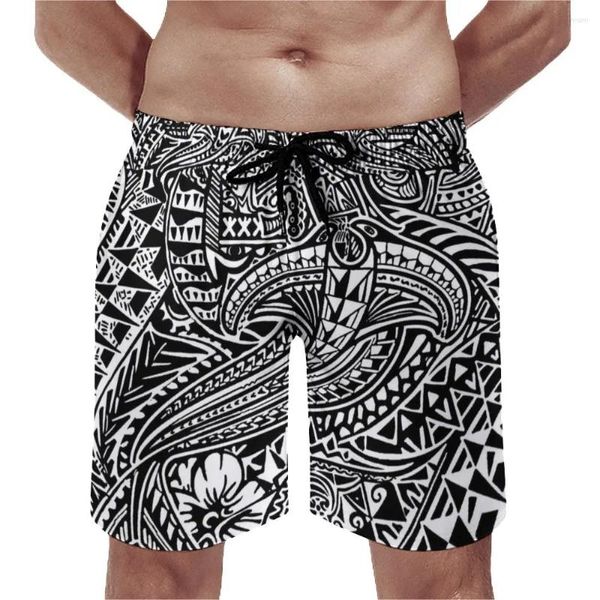 Traje de baño para hombres 2023 Polinesia personalizada playa deportes pantalones cortos nadar cordón ajustable cintura vintage arte impresión
