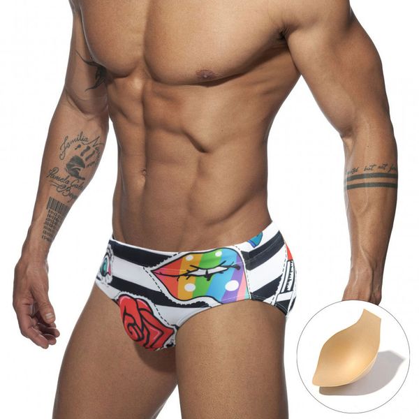 Maillots de bain pour hommes 2023 Sexy Lips Rose Mens Swim Briefs UXH Push Up Pad Bikini Maillot de bain Homme Maillot de bain Beach Surf Bath Suit Wear Short 230627