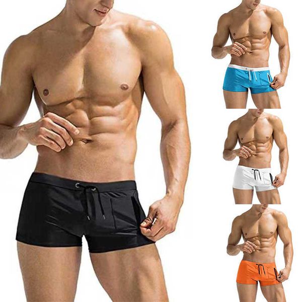 Swimwear masculin 2024 Pantalon de natation masculin taille haute taille serrée pantalon plat plat couleurs de mode 5/4 pantalon décontracté