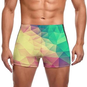 Heren Swimwear Samenvatting Geometrische afdruk Zwembroek Multicolor Triangle duurzame trending zwemboksers plus size pool man
