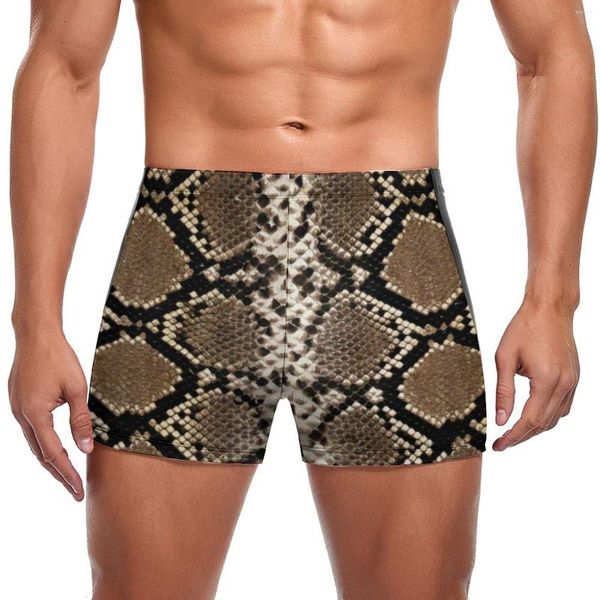 Traje de baño para hombre, bañadores negros de piel de serpiente, bañadores con estampado de escamas de serpiente, bóxers de natación duraderos personalizados, traje de baño de entrenamiento de talla grande para hombre