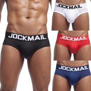 Traje de baño para hombre, calzoncillos deportivos transpirables, ropa interior de retales para hombre, Boxers de malla con aros grabados, hamburguesas