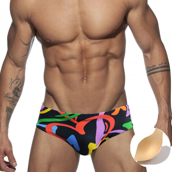 Traje de baño para hombre Corazones de colores Push Up Pad Traje de baño Hombres Swim Briefs Sexy UXH Bikini Traje de baño Hombre Traje de baño Tronco Playa Surf Ropa de baño 230718