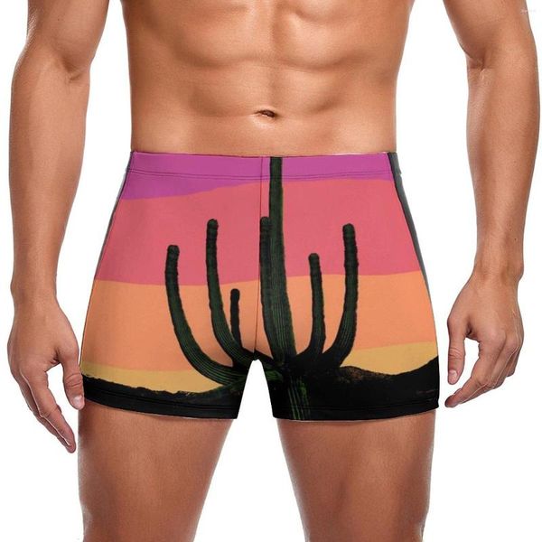 Trajes de baño para hombres Coloridos troncos de natación saguaro cactus entrenamiento de la moda pantalones cortos de natación elástica