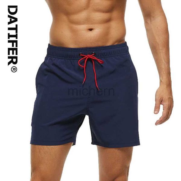 Swimwear masculin Datifer Summer rapidement sèche Shorts de natation des hommes Couleur solide Breffe en maille plus taille de maillot de bain élastique de la taille élastique D240424