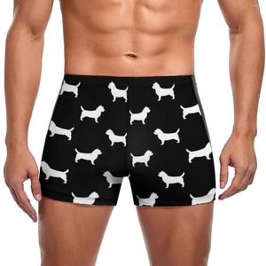 Maillots de bain pour hommes Dog Art Blanc Maillot de bain Cairn Terrier Silhouette Imprimer Piscine Boxers de bain Plus Taille Homme élastique