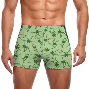 Maillots de bain pour hommes grenouille drôle faisant du yoga maillot de bain mignon vert forgs conception rester en forme boxeurs de bain personnalisés grande taille formation homme