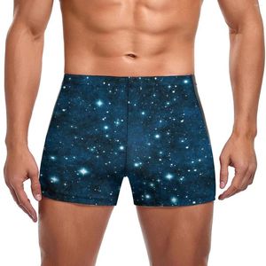Swimwear Glitter Galaxy zwembroek met heren Blauwe schittersterren Training Fashion Swim shorts duurzaam plus size heren zwempak
