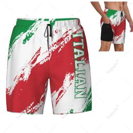 Swimwear para hombres Italia Flagal 3d para hombre Pantalones de surf de la playa de natación pantalones cortos de natación Trunks Compression Liner 2 en 1 secado rápido