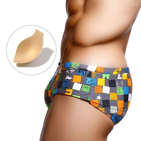 Traje de baño para hombres Carta divertida para hombres Impreso 2023 Traje de baño de verano Calzoncillos Traje de baño con almohadilla Troncos de playa Moda Deportes cortos Homme Swim