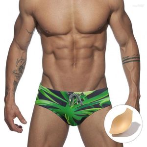 Maillot de bain pour homme Maillot de bain imprimé pour homme Taille basse Maillot de bain pour homme Maillot de bain à séchage rapide Homme Push Pad Gay Green Leaves Summer Sea Surf