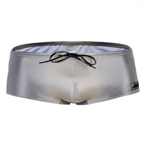 Herenzwemkleding Heren glanzende laagbouw boxer zwembroek Verstelbare trekkoord elastische tailleband shorts voor vakantie strandsurfen