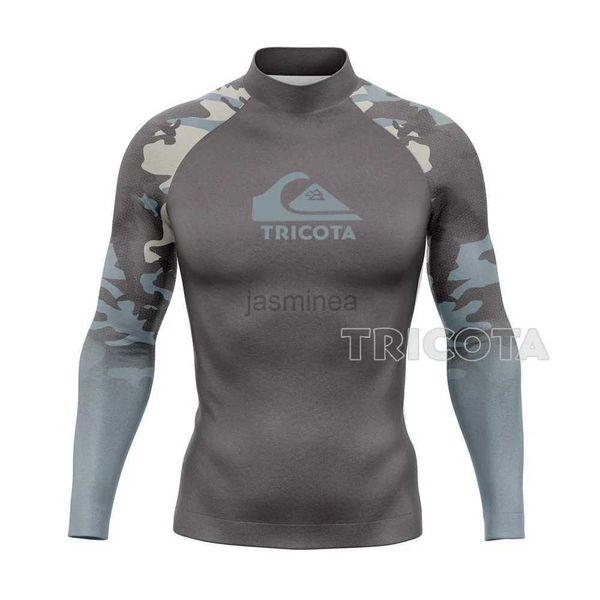 Maillots de bain pour hommes Chemise de surf à manches longues pour hommes Rashguard UV Protection solaire Skins de base Costume de surf Maillot de bain T-shirt UPF Vêtements de plongée sous-marine 24327