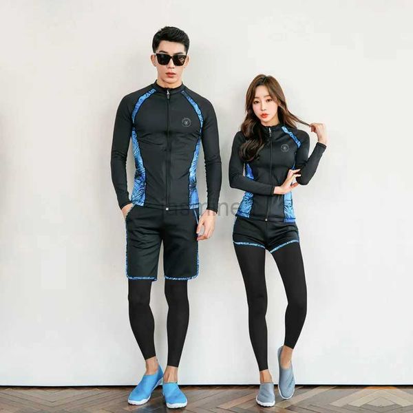 Traje de baño para hombres para hombre de manga larga con cremallera frontal Rashguard 3 unids conjunto traje de baño cuerpo completo buceo surf trajes de snorkel mujeres 5 unids yoga fitness jogger traje 24327