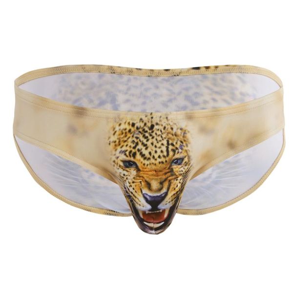 Traje de baño para hombre Ropa interior sexy para hombre Ropa interior Estampado de leopardo Bolsa abultada Calzoncillos de bikini Cintura elástica Cintura baja Calzoncillos elásticos Parte inferior