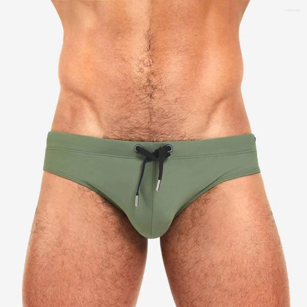 Traje de baño para hombres Traje de baño para hombre Breve sexy de talle bajo Sólido Playa Troncos de natación Traje de baño Hombre Bragas Bañarse Tanga Surf Shorts Push Up Calzoncillos