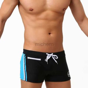 Heren Swimwear Mens Swimwear met push-up zwembroek Boxer met pocket hi-Q sexy mannen ademend zwempak Speed Beach Shorts Sunga D240424