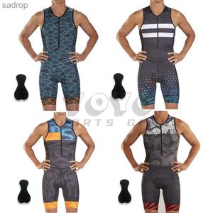 Heren Swimwear Mens Triathlon Zwemfiets Landpak All-in-One Set Cushion Leather Pad Outdoor Racing Jumpsuit XW