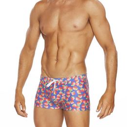 Swimwear masculin New Hot Mens Strawberry Swimsuit Sexy Boxer Underwear Surfboard Beach Shorts Q240429