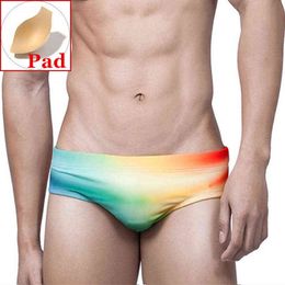 Maillots de bain pour hommes Push Up Slip de bain pour hommes Bikini arc-en-ciel pour homme Sexy Gay Maillot de bain Shorts de plage Desmiit Board J220913