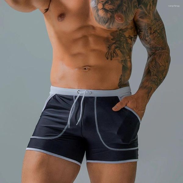 Traje de baño para hombres Secado rápido Boxer Shorts Hombres Impresión Traje de baño Push Pad Cintura baja Sexy Mens Swim Trunks Baño de verano Ropa de playa Surf