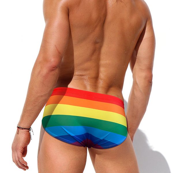 Traje de baño para hombre Traje de baño de arco iris para hombre Calzoncillos de natación para hombre Sexy Push Up Pad para hombre Traje de baño para hombre Playa Surf Deporte corto 230707