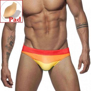 Swimwwear pour hommes Rainbow Swimwear Mens Swimming Briefs Push Up Swimming Trunks For Man Swimsuit Beach Sexy Gay Bikini Short DESMIIT MAISONS MAISONS J220913