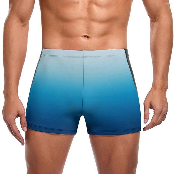 Maillots de bain pour hommes maillot de bain de mer ciel clair à bleu profond boxeurs de bain d'entraînement personnalisés grande taille homme Durable