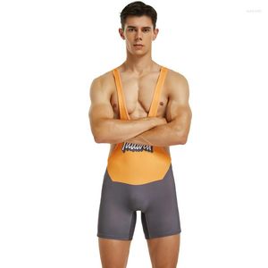 Maillots de bain pour hommes Costumes de corps sexy Maillot de bain Hommes Bikini Swim Trunk Surf Bodywear Body Man GYM Jogging Sport Signlet Udnershirt TAUWELL