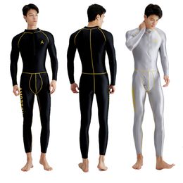 Mannen Badmode sexy mannen zijdeachtige glanzende panty rits longsleeved broek yoga sportkleding multifunctionele bodysuit glanzend 230712