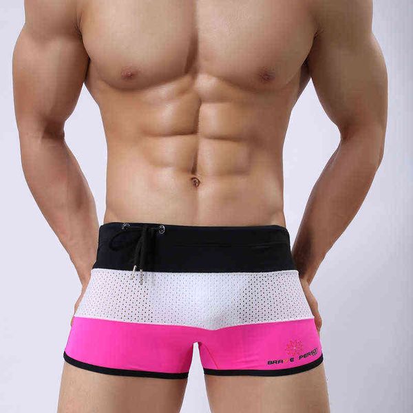 Traje de baño de los hombres Traje de baño de los hombres atractivos A estrenar Beach Surf Traje de baño Hombre Swim Boxer Shorts Mesh Patchwork Board traje de baño J220913