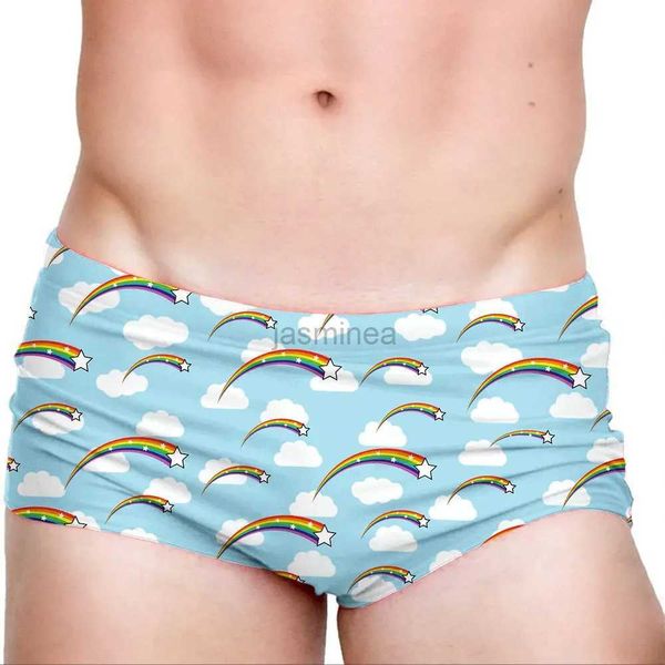 Traje de baño para hombres Hombres sexy Traje de baño Orgullo Estrella fugaz Bikini Trajes de baño Cintura baja Natación Boxer Troncos Tabla de surf Pantalones cortos Corte brasileño Ropa de playa 24327