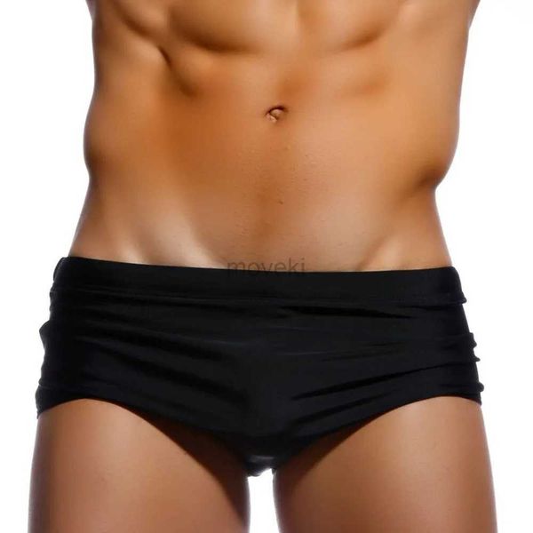 Maillots de bain pour hommes Sexy Maillots de bain pour hommes Solid Black Swim Boxer Briefs Bikini Brésilien Cut Surf Trunks Maillots de bain Sous-vêtements Beach Sports Shorts 24327