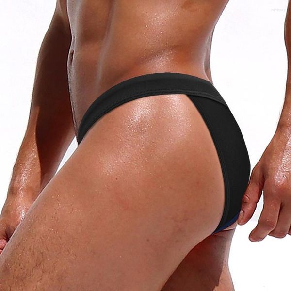 Traje de baño para hombre Sexy Side Hollow Out Bikini para hombre G String Nylon Quick Dry SwimThong Male Solid Pad Push Up Beach Surfing Traje de baño