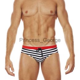 Zwembroek voor heren Gestreepte zwemslips Zwembroek voor heren Sunga Masculina Badmode Beach Board Wear Slip Lage taille Sexy badpak Gay 2021 Man x0625