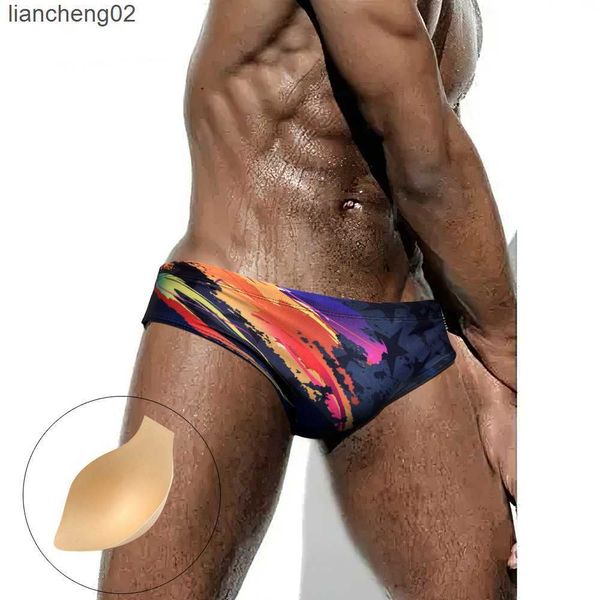 Maillots de bain pour hommes été hommes slips de bain en nylon maillot de bain Sexy taille basse sport maillots de bain mode Gay mâle poche Pad plage surf troncs W0306