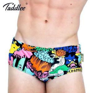 Heren Swimwear Taddlee Brand 2017 Nieuwe Design Heren Swimsuit Bikini Lage Taille Homoseksueel strandbord Boksstick 3D Printing Q240429