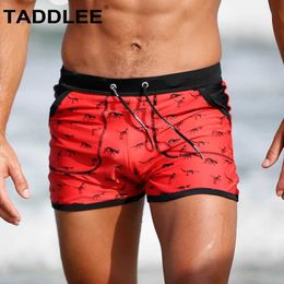 Message de bain pour hommes Taddlee Brand Mens Swimwear Bikini Pantalons de maillot de bain Shorts Sexy Long Board Square Boxer Coup New Q240429