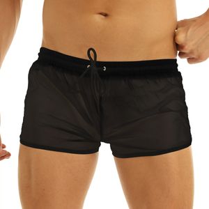 Swimwear masculin tiaobug d'été hommes doux voir à travers tissu drawstring boxer short boxer culotte de natation décontractée 230724