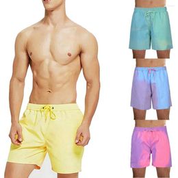 Heren badkleding topkwaliteit magische verandering kleur strand shorts heren heren zomer snel droge broek zwemmen heren stammen vallen