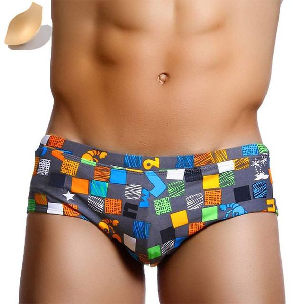 Traje de baño para hombre UXH Cube Letter Bañadores para hombre Traje de baño para hombre Sexy Push Up Swim Briefs Shorts Bikini Surf Traje de baño Ropa de playa