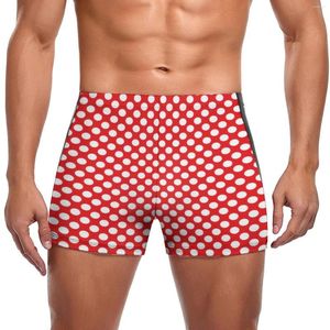 Heren badkleding wit en rode polka dot zwembroek vintage spot print mode strand zwemboksers groot formaat verblijf in vorm man