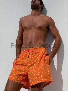 Maillots de bain pour hommes ZRTAK Shorts de plage Homme Mode Imprimer Pantalon de natation pour hommes String Beachwear Orange Bottom TwoPiece Sépare x0625