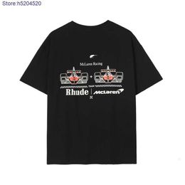 Camiseta para hombre 2023 nueva moda F1 Fórmula Uno equipo de carreras Rhude Co marca impresa manga corta negro S-xl