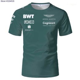 T-shirt pour hommes 2023 Nouvelle mode F1 Formula One Racing Team Summer Femmes 3D Imprimer Top à manches courtes Oversize Col rond Aston Martin Sports extrêmes