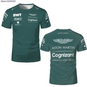 T-shirt masculin 2023 New Fashion F1 Formule One Racing Team Summer Top et Women's 3D Printing Short Sleeve Super Aston Martin Extreme Sports