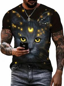 T-shirt pour hommes 3D Cat Graphic Print T-shirts à manches courtes pour les vêtements d'été pour hommes I2hG #