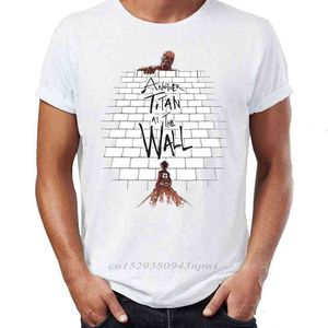 Heren T-shirt Aanval op Titan The Wall Awesome Artwork Gedrukt Mens Tshirt Hip Hop Streetwear Nieuwe Collectie Mannelijke Kleding G1222