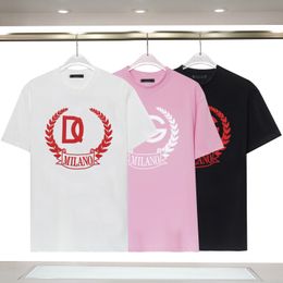 T-shirt pour hommes automne-hiver 23 nouvelle impression de mousse de lettres utilisant 230g double brins 32 tissu de coton double fil serré doux noir blanc rose 3XL