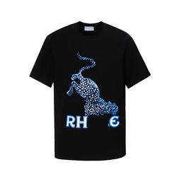 T-shirt pour hommes vêtements de marque y2k American High Street marque à la mode été lâche décontracté à manches courtes dessin animé léopard motif animal lettre imprimée vêtements de couple